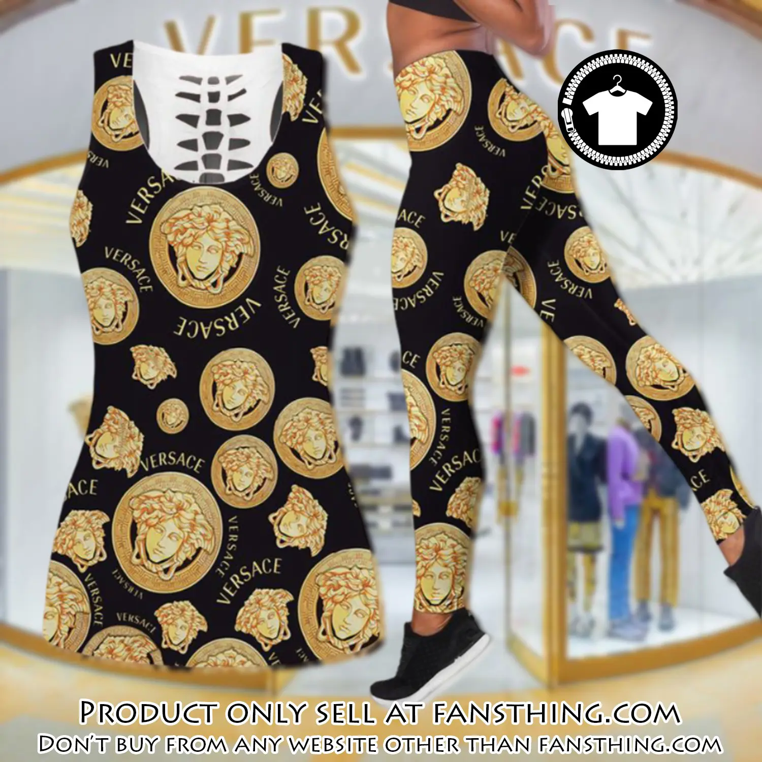 Gianni versace tank top leggings set luxury brand for women yoga gym fst5908673